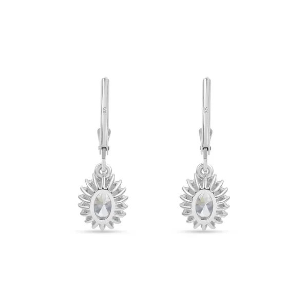 925_Sterling_Silver_White_Cz_Halo_Earrings_With_Gold_Plated_For_Women_With_Framed_Round_Stone_Setting__Beautiful_Party_Wear_Drop_Earrings
