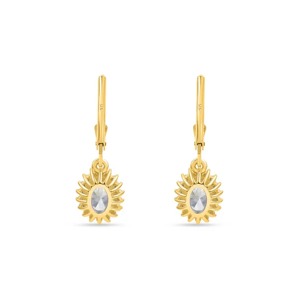925_Sterling_Silver_White_Cz_Halo_Earrings_With_Gold_Plated_For_Women_With_Framed_Round_Stone_Setting__Beautiful_Party_Wear_Drop_Earrings