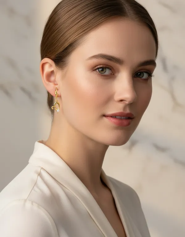 925_Silver_Miracle_Plate_Heart_Drop_Earrings_With_Gold_Plating_For_Women
