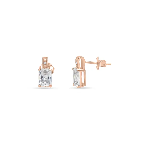 925_Sterling_Silver_White_Cz_Octagon_Solitaire_Earrings_Elegant_Rose_Gold_Plated_Studs_Wedding_And_Valentines_Gift
