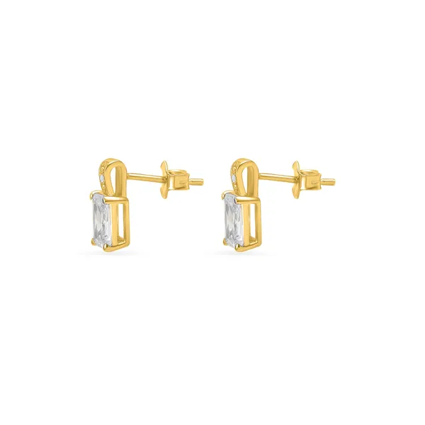 925_Sterling_Silver_White_Cz_Octagon_Solitaire_Earrings_Elegant_Gold_Plated_Studs_Wedding_And_Valentines_Gift