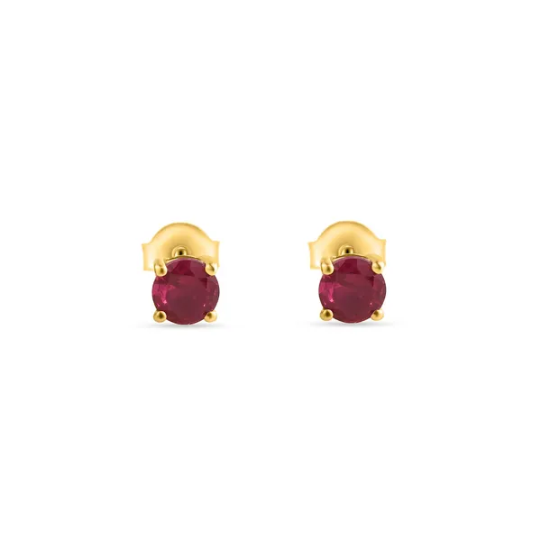 925_Sterling_Silver_Ruby_Cz_Solitaire_Earrings_Elegant_5_Mm_Round_Studs_Gold_Plated_Designer_Jewelry_Perfect_Gift_For_Women_Gift