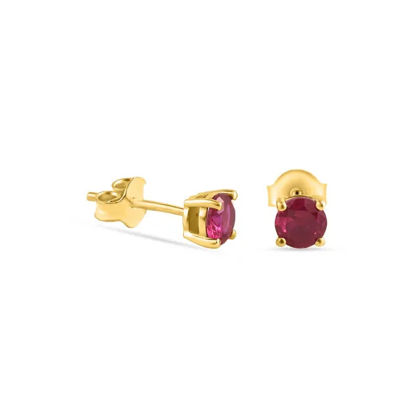 925_Sterling_Silver_Ruby_Cz_Solitaire_Earrings_Elegant_5_Mm_Round_Studs_Gold_Plated_Designer_Jewelry_Perfect_Gift_For_Women_Gift