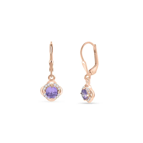 925_Sterling_Silver_Purple_Cz_Drop_Earrings_Elegant_Rose_Gold_Plated_Halo_Jewelry_Wedding,_Anniversary,_Valentines_And_Birthday_Gift