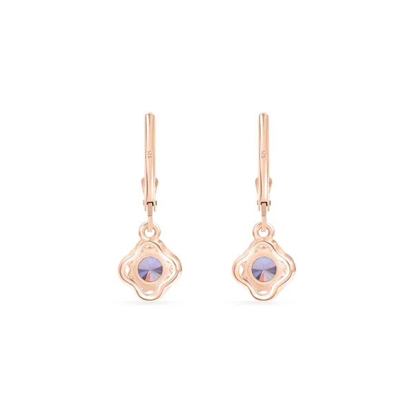 925_Sterling_Silver_Purple_Cz_Drop_Earrings_Elegant_Rose_Gold_Plated_Halo_Jewelry_Wedding,_Anniversary,_Valentines_And_Birthday_Gift