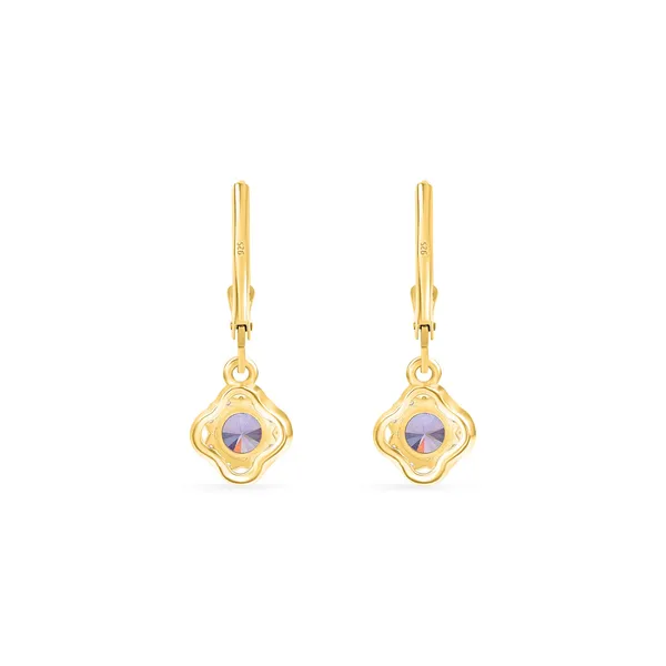 925_Sterling_Silver_Purple_Cz_Drop_Earrings_Elegant_Gold_Plated_Halo_Jewelry_Wedding,_Anniversary,_Valentines_And_Birthday_Gift