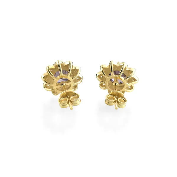 925_Sterling_Silver_Blue_Sapphire_Cz_Halo_And_Drop_Earrings_Elegant_Gold_Plated_Designer_Jewelry_Wedding,_Anniversary,_Valentines_And_Birthday_Gift