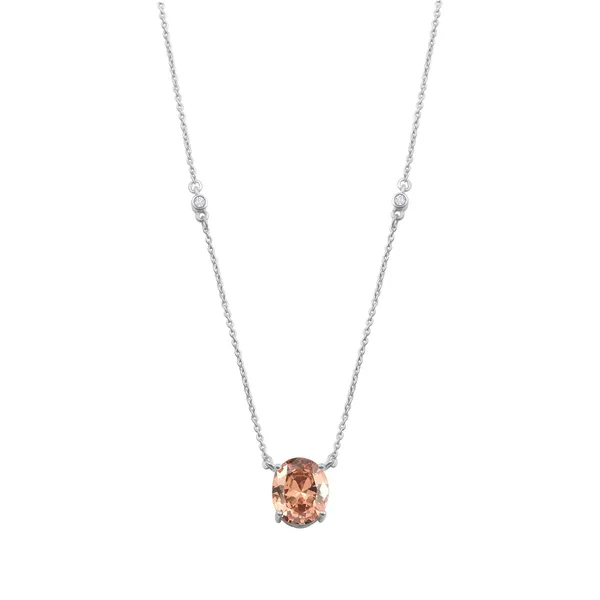925_Silver_Pink_Cz_Solitaire_Necklace_With_Chain__Elegant_Pendant_Design__Suitable_For_Women_And_Girls__Occasion_Wear_Jewelry_Rhodium_Plated