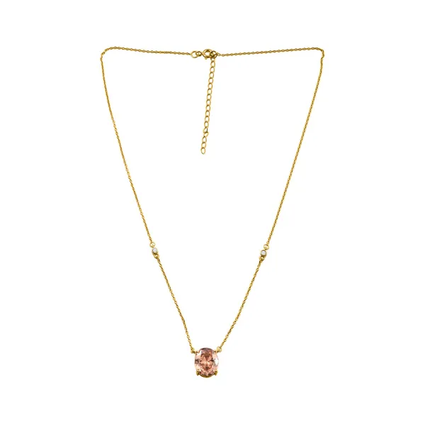 925_Silver_Pink_Cz_Solitaire_Necklace_With_Chain__Elegant_Pendant_Design__Suitable_For_Women_And_Girls__Occasion_Wear_Jewelry_Goldgold_Plated