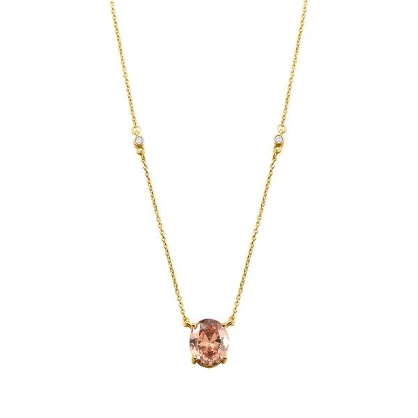925_Silver_Pink_Cz_Solitaire_Necklace_With_Chain__Elegant_Pendant_Design__Suitable_For_Women_And_Girls__Occasion_Wear_Jewelry_Goldgold_Plated