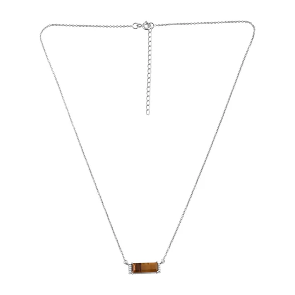 925_Silver_Tiger_Eye_Solitaire_Necklace_For_Women,_Rhodium_Plated__Lapiz_Lazuli,_Malachite_Solitair_Necklace