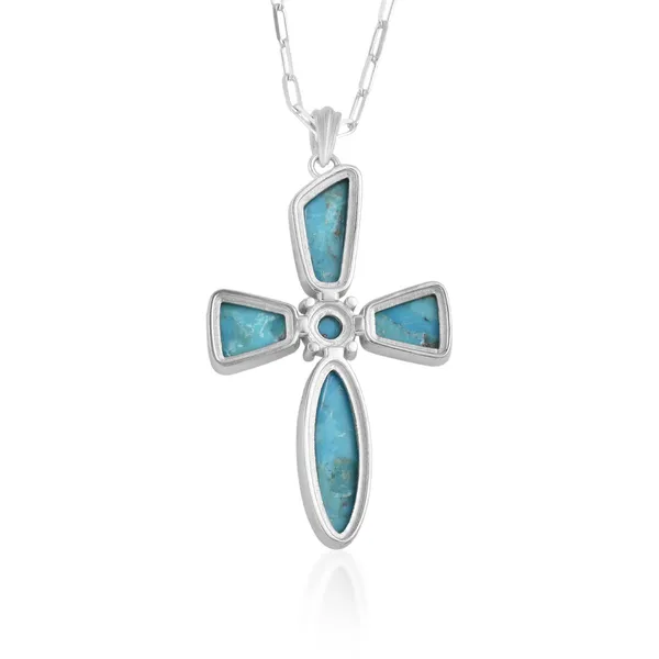 925_Silver_Turquoise_Cross_Pendant_with_Chain_|_BIS_Hallmarked_|_Genuine_Turquoise_Gemstones_|_6_Months_Warranty