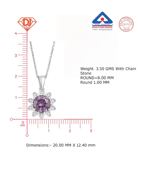 925_Silver_Blue_Sapphire_Cz_Flower_Necklace_For_Women_With_Rhodium_Plated