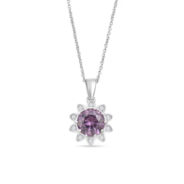 925_Silver_Blue_Sapphire_Cz_Flower_Necklace_For_Women_With_Rhodium_Plated