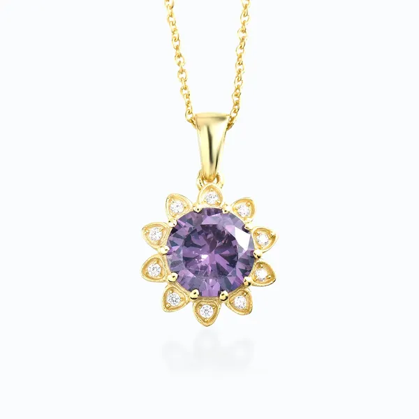 925_Silver_Blue_Sapphire_Cz_Flower_Necklace_For_Women_With_Goldgold_Plated