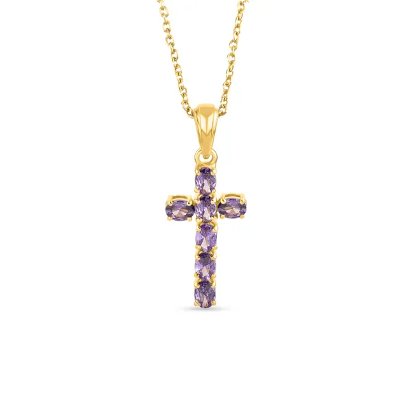 925_Silver_Lavender_Cubic_Zirconia_Cross_Pendant_with_Chain_Gold_Plated_Religious_Jewelry