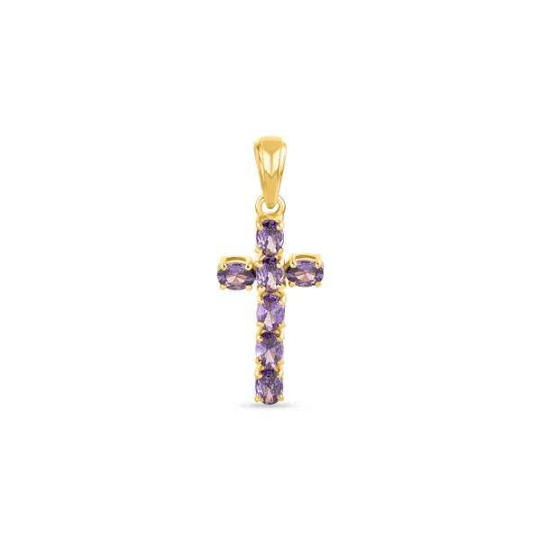925_Silver_Lavender_Cubic_Zirconia_Cross_Pendant_with_Chain_Gold_Plated_Religious_Jewelry