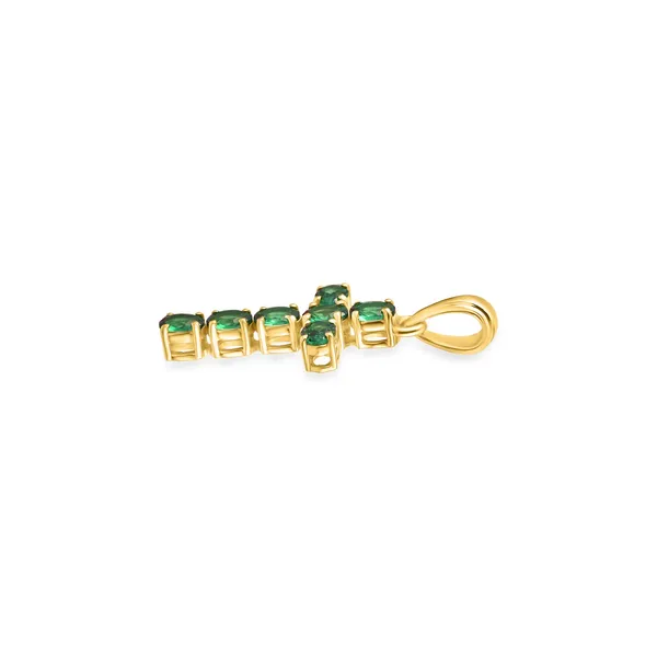 925_Silver_Green_Cubic_Zirconia_Cross_Pendant_with_Chain_Gold_Plated_Religious_Jewelry