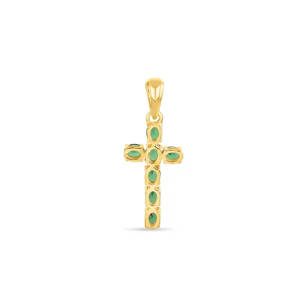 925_Silver_Green_Cubic_Zirconia_Cross_Pendant_with_Chain_Gold_Plated_Religious_Jewelry