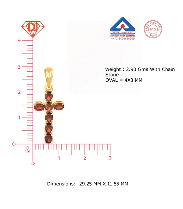 925_Silver_Red_Cubic_Zirconia_Cross_Pendant_with_Chain_Gold_Plated_Religious_Jewelry