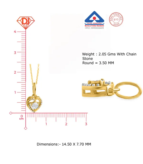 925_Silver_Heart_Pendant_Necklace__Goldgold_Plated_Miracle_Plate_Center