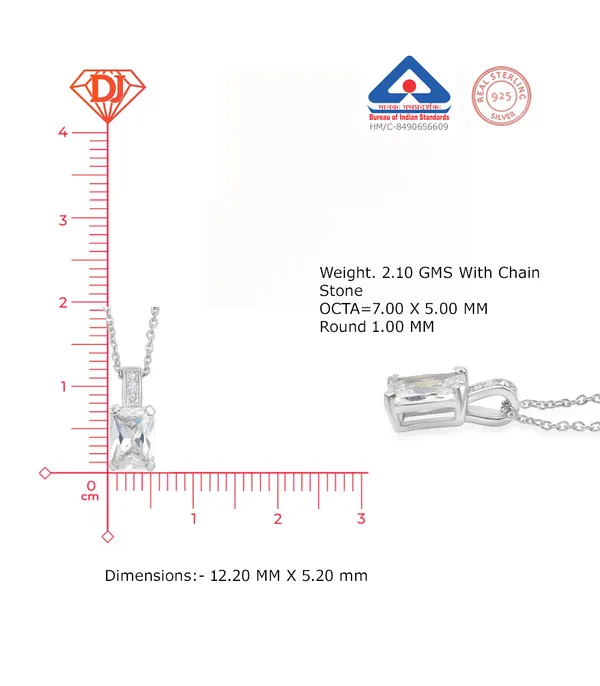 925_Sterling_Silver_White_Cubic_Zirconia_Solitaire_Necklace_925_Silver_Pendant_Rhodium_Finish