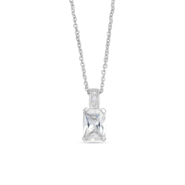 925_Sterling_Silver_White_Cubic_Zirconia_Solitaire_Necklace_925_Silver_Pendant_Rhodium_Finish