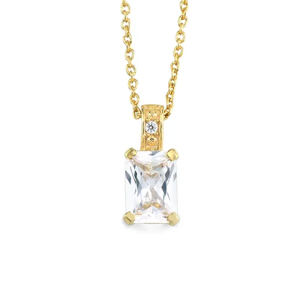 925_Sterling_Silver_White_Cubic_Zirconia_Solitaire_Necklace_Gold_Finish_925_Silver_Pendant