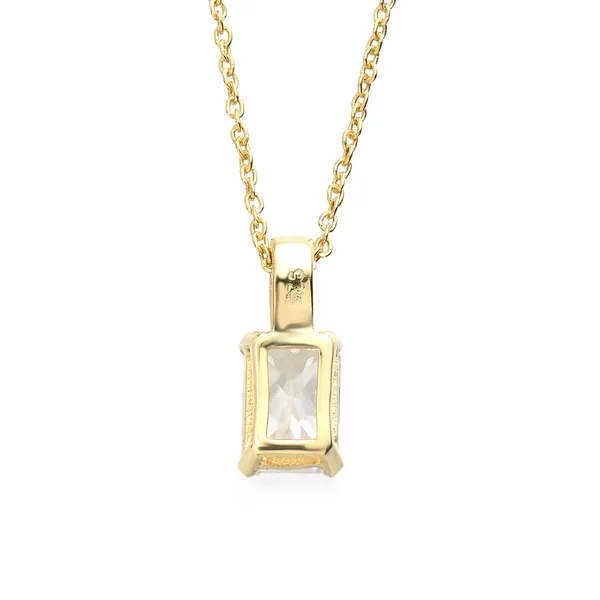925_Sterling_Silver_White_Cubic_Zirconia_Solitaire_Necklace_Gold_Finish_925_Silver_Pendant