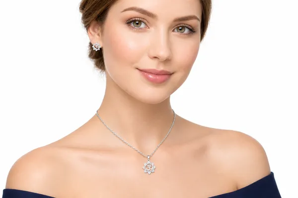 Darsh_Jewellery_925_Sterling_Silver_Om_Floral_Pendant_and_Earrings_Set_with_Round_Accent_Stones