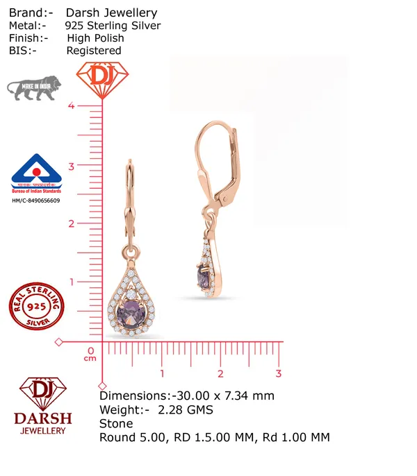 925_Sterling_Silver_Blue_Sapphire_Cz_Drop_Earrings_Elegant_Green_Blue_Cz_Dangle_Earrings_Rose_Gold_Plated_Designer_Jewelry_Wedding,_Valentines_And_Birthday_Gift
