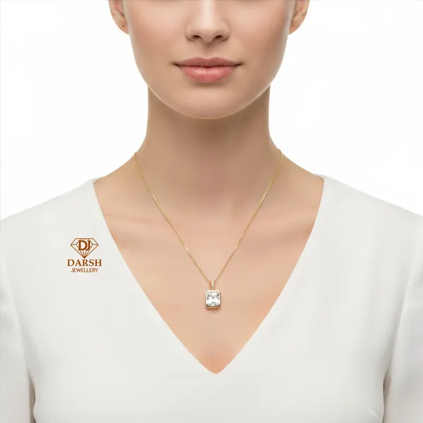 925_Sterling_Gold_White_Cz_Solitaire_Pendant_Necklace_For_Women__Gold_Plated_Solitaire_Necklace_With_Chain__Wedding,_Anniversary_And_Valentine_Gift_6_Months_Warranty_Product_And_Plating