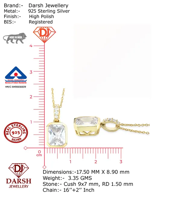925_Sterling_Gold_White_Cz_Solitaire_Pendant_Necklace_For_Women__Gold_Plated_Solitaire_Necklace_With_Chain__Wedding,_Anniversary_And_Valentine_Gift_6_Months_Warranty_Product_And_Plating