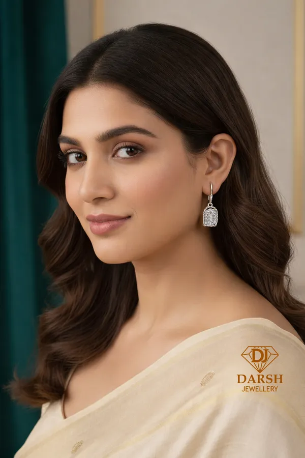 925_Silver_White_Cz_Solitaire_Drop_Earrings_With_Rhodium_Plating__Beautiful_Party_Wear_Drop_Earrings