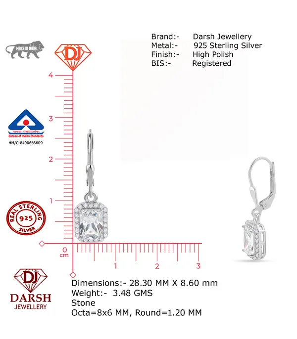 925_Silver_White_Cz_Solitaire_Drop_Earrings_With_Rhodium_Plating__Beautiful_Party_Wear_Drop_Earrings