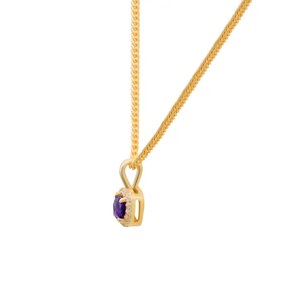 925_Sterling_Silver_Amethyst_Halo_Necklace__Gold_Plated_925_Silver_Pendant_Handmade_Jewelry_Gift_For_Women_Minimalist_Jewelry