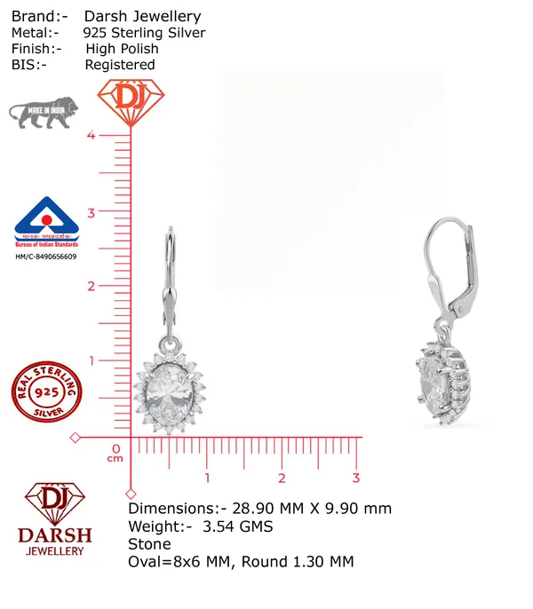 925_Sterling_Silver_White_Cz_Halo_Earrings_With_Gold_Plated_For_Women_With_Framed_Round_Stone_Setting__Beautiful_Party_Wear_Drop_Earrings