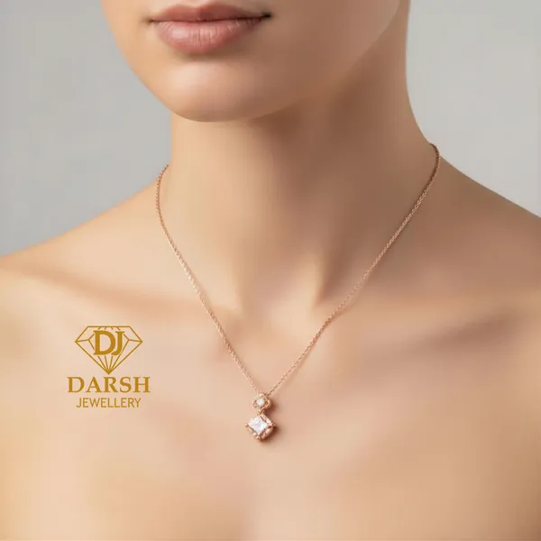 925_Sterling_Silver_White_Cubic_Zirconia_Solitaire_Necklace_for_Women,_Rose_gold_plated_925_Silver_Pendant_,_Minimalist_Luxury_Jewelry