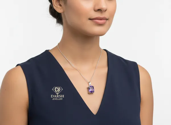 925_Silver_Blue_Cubic_Zirconia_Solitaire_Pedant_For_Women_In_Rhodium_Plated