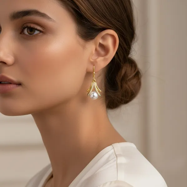 925_Sterling_Silver_Natural_Pearl_Earrings_daily_weare|tradisional_look_earrings_Designer_Dangle_Earrings_with_0.5_Micron_Yellow_Gold_Plating_Gift_for_her_BIS_Registered
