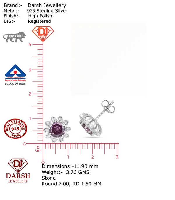 925_Silver_Blue_Sapphire_Cz_Solitaire_Stud_Earrings__Rhodium_Plated__Bis_Hallmarked__Elegant_Gifts_For_Women_And_Girls