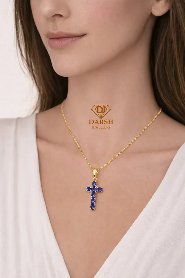 925_Silver_Lavender_Cubic_Zirconia_Cross_Pendant_with_Chain_Gold_Plated_Religious_Jewelry