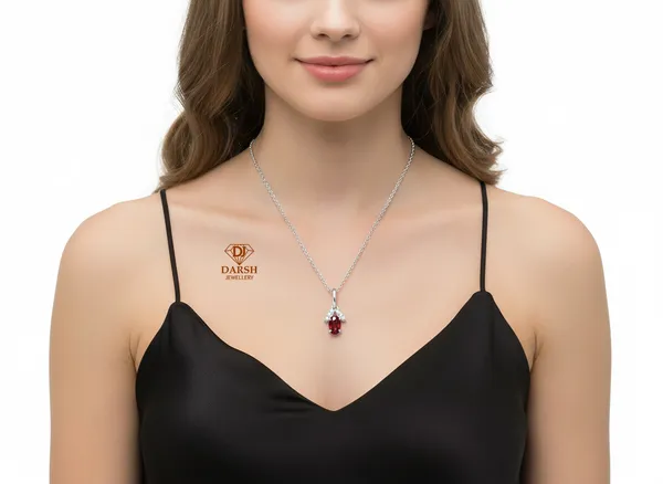 925_Silver_Pendant_With_Red_Cz_Gemstone_And_Sparkling_Accents