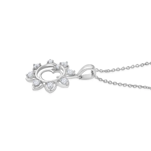 925_Silver_Om_Pendant_Necklace_With_Floral_Halo_And_Clear_Gemstones
