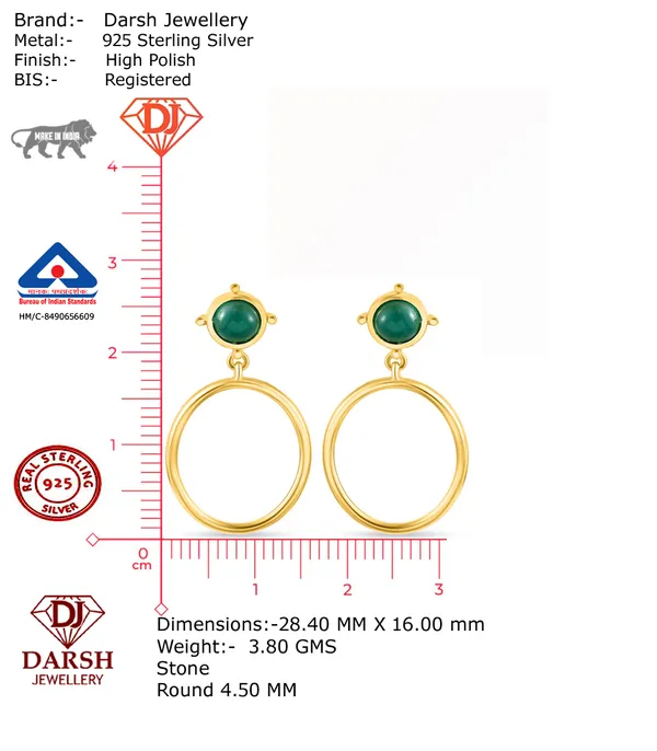 925_Sterling_Silver_Green_Onyx_Designer_Earrings_Elegant_Gold_Plated_Hoop_Earrings_Wedding_And_Valentines_Gift