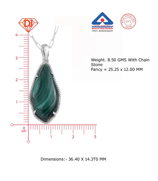 925_Sterling_Silver_Malachite_Pendant__Rhodium_Plated_925_Silver_Gems_Pendant_Handmade_Jewelry_Gift_For_Women_Minimalist_Jewelry