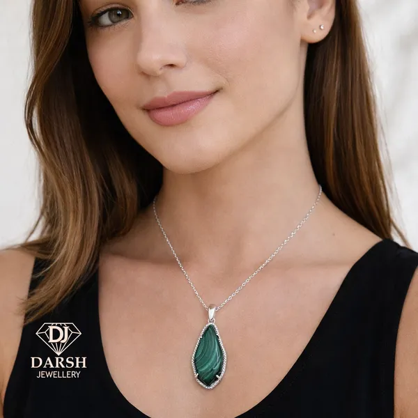 925_Sterling_Silver_Malachite_Pendant__Rhodium_Plated_925_Silver_Gems_Pendant_Handmade_Jewelry_Gift_For_Women_Minimalist_Jewelry