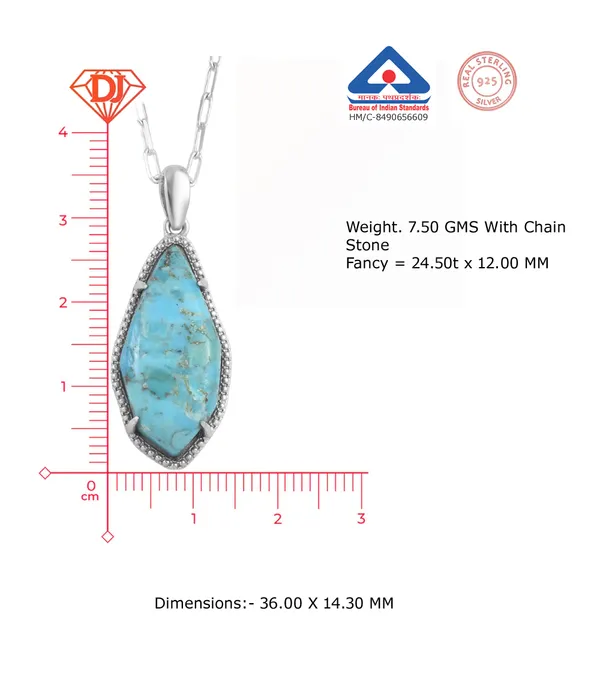 925_Sterling_Silver_Turquise_Pendant_Rhodium_Plated_925_Silver_Handmade_Gems_Pendant_Jewelry_Gift_For_Women_Minimalist_Jewelry