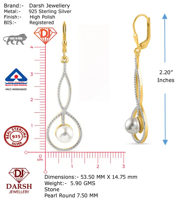 Darsh_Jewellery_925_Sterling_Silver_Pearl_Stud_Elegant_Earrings,_with_0.5_Micron_Yellow_Gold_plated