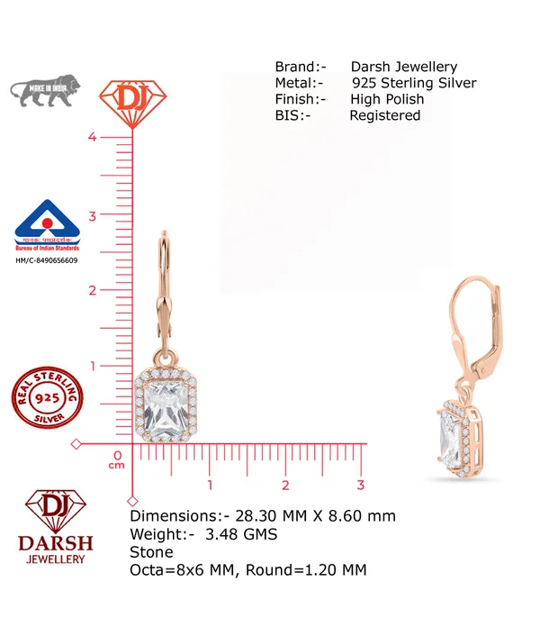 925_Silver_White_Cz_Solitaire_Drop_Earrings_With_Rose_Gold_Plating__Beautiful_Party_Wear_Drop_Earrings